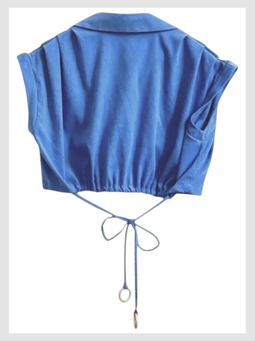 Maryallé Button Front Crop Top Cobalt Blue Cotton XS–M - Picture 4 of 10